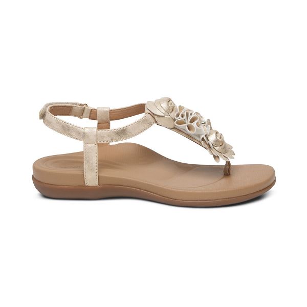 Aetrex Women's Charli Thong Sandals - Champagne | USA 69IAEK3